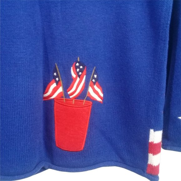 The Quacker Factory Women's M Blue Stars Stripes Flag Cardigan Sweater - Picture 3 of 7